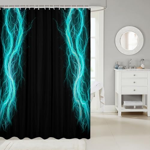 Feelyou Geometric Abstract Shower Curtain 72x72 Kids Teal Black