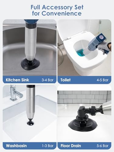 LotaTools Multi-Function Electric Toilet Plunger - Heavy Duty Adjustable Airflow