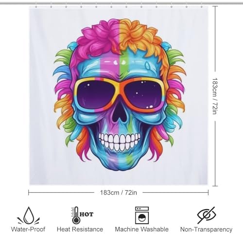 Blue Skull Flower Shower Curtain Set 72x72in