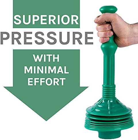 JS Jackson Supplies Green Bellows Toilet Plunger with Black Drip Tray