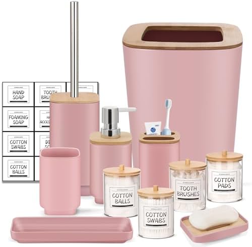 IMAVO 11-Piece Pink Bathroom Accessory Set
