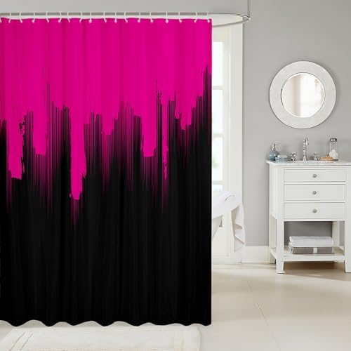 Feelyou Kids Hot Pink Black Ombre Stripe Shower Curtain Set