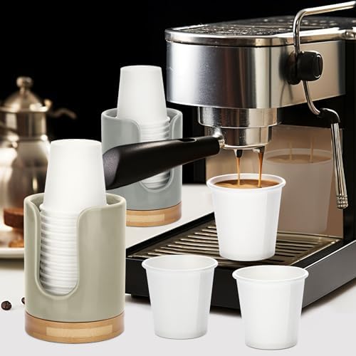 Soleebee Ceramic Cup Dispenser with Bamboo Base 1