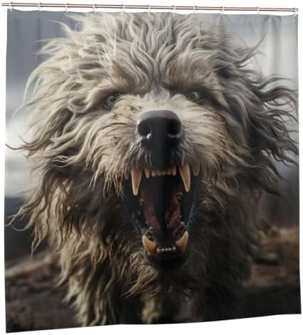 TIYAANDSY Black Dog Shower Curtain Set 72x72in with 12 Hooks