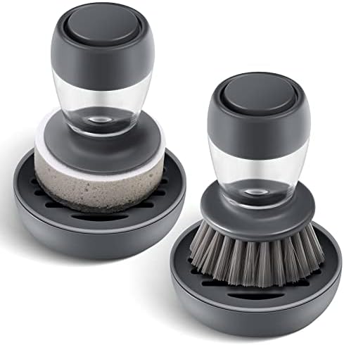 SUBEKYU Dish Brush with Soap Dispenser Set of 2