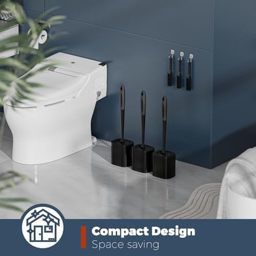 Holaloha Toilet Brush 3 Pack Set with Holder