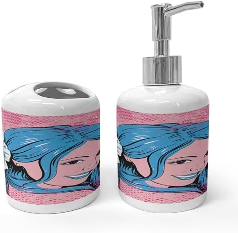 Ambesonne Aloha Soap Dispenser Toothbrush Holder Set