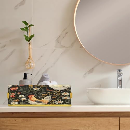 Farm Rooster Toilet Paper Storage Basket with Handles