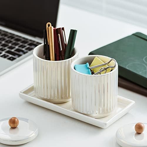 Redelaenor Ceramic Canister Set with Vanity Tray 1
