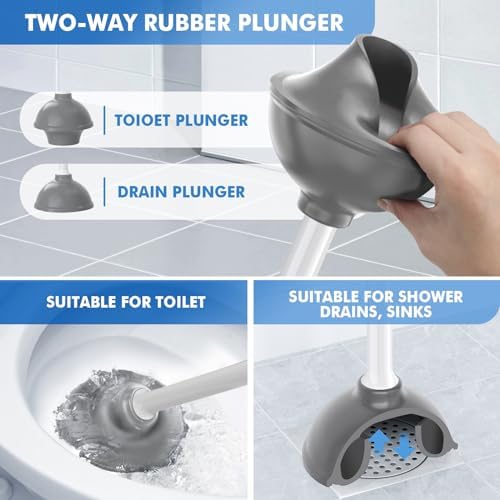 LOVLOY 2 in 1 Toilet Brush Plunger Set with Holder