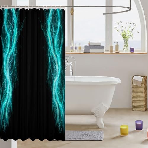 Feelyou Geometric Abstract Shower Curtain 72x72 Kids Teal Black