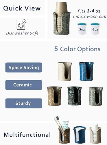 YHOJOY Ceramic Cup Holder for 3 Oz Bathroom Cups
