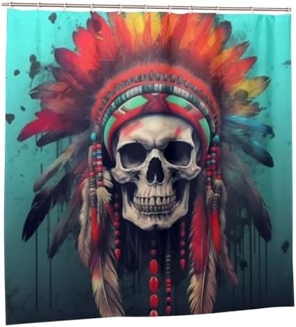 TIYAANDSY Red Feather Boho Shower Curtain Set 72x72in