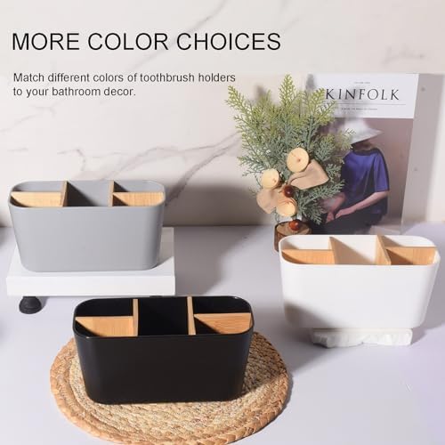 Heagoale Bamboo Toothbrush Holder with 5 Slots