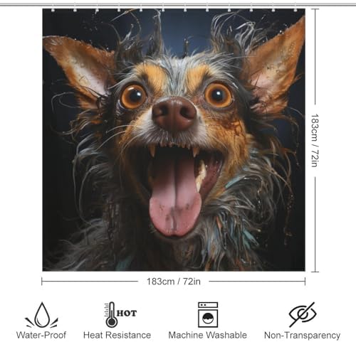 Smile Dog Waterproof Shower Curtain Set 72x72in