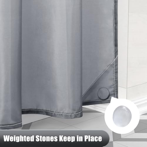 OLANLY Luxury Grey White Ombre Shower Curtain Set with 12 Hooks 1