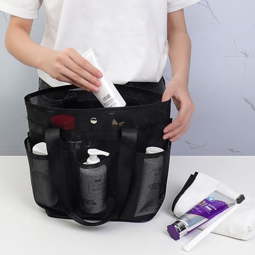 Portable Mesh Shower Caddy with 8 Deep Pockets 1
