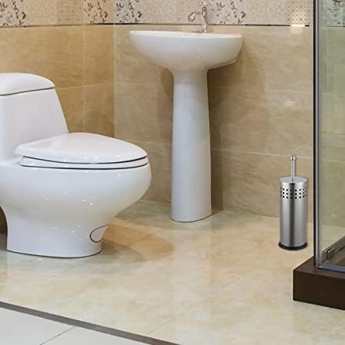 Home Basics Brushed Metal Toilet Plunger With Holder