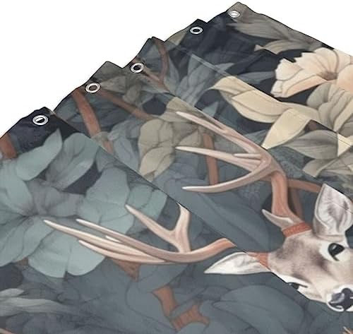 Forest Deer Shower Curtain Set with 12 Hooks 72x72in Waterproof