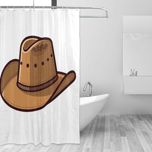 TIYAANDSY Cartoon Cowboy Hat Shower Curtain Set 1