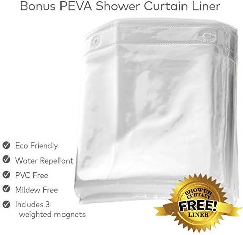 Waffle Fabric White Shower Curtain with Liner Set