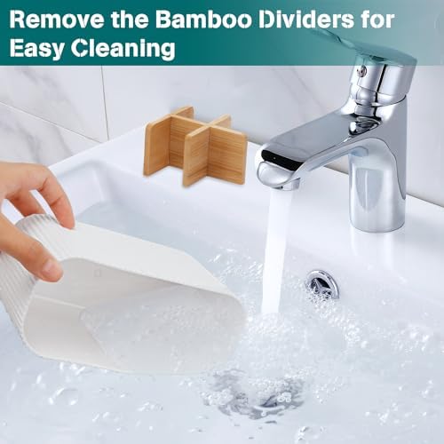 White Toothbrush Holder - Bamboo Toothbrush Organizer for Bathrooms