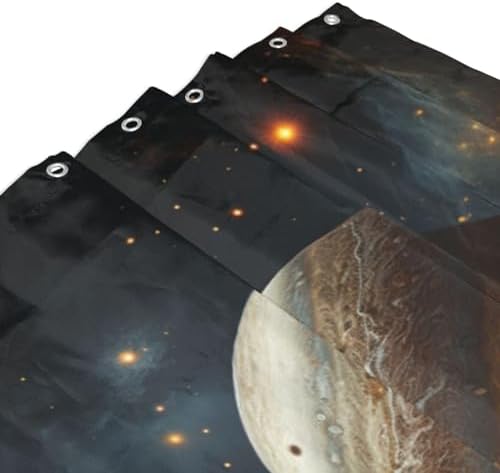 Flame Planet Shower Curtain Set 72x72in with 12 Hooks