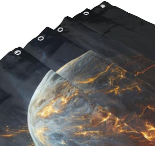 Flame Planet Shower Curtain Set with 12 Hooks 72x72in