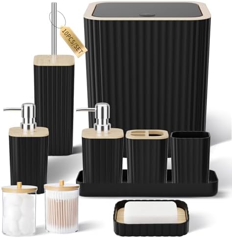 XLHOMO 10PC Elegant Black Bathroom Accessories Set