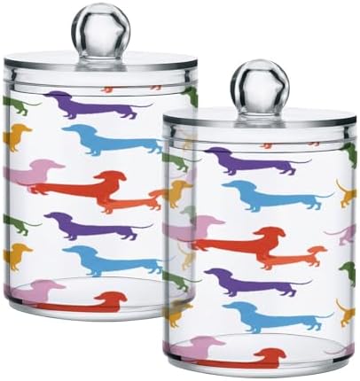 Qilmy Dachshunds Qtip Holder 2 Pack 14 oz Apothecary Jars