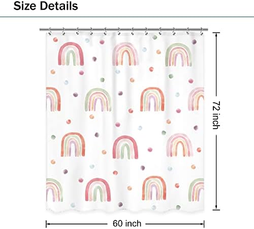 Kids Rainbow Shower Curtain with Hooks
