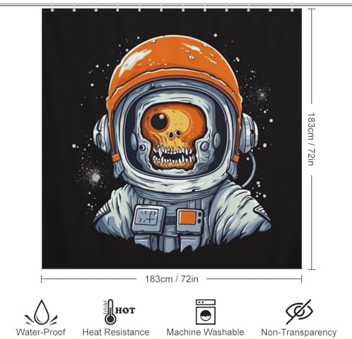 Orange Zombie Astronaut Shower Curtain Set