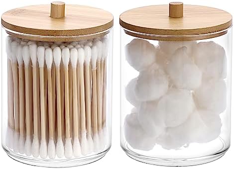 Hipiwe 2-Pack Acrylic Q-Tip Holder with Lid
