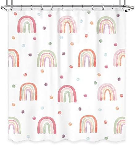 Kids Rainbow Shower Curtain with Hooks