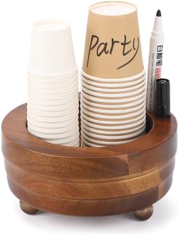 Tecbeauty Wooden Cup Holder with Marker Slot 1