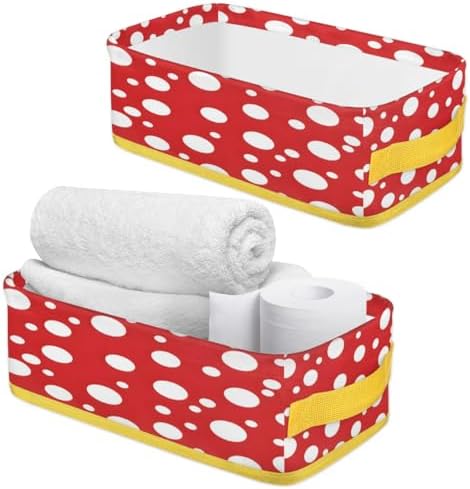 White Polka Dots Bathroom Storage Baskets with Handles