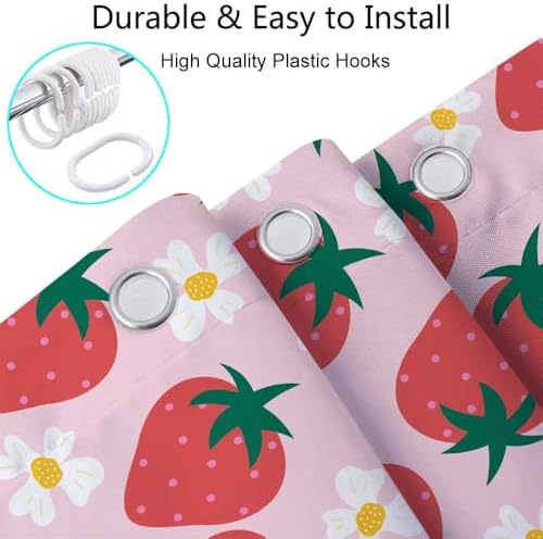 Cute Strawberry Shower Curtain Kids Girls Bathroom Decor