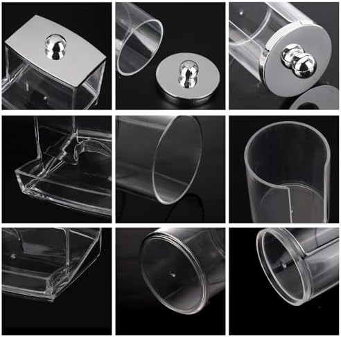 Tbestmax 3 Pack Qtip Holder - Bathroom Organizer with Silver Lids