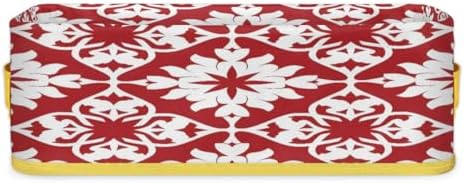 Mexican Tile Toilet Tank Topper Paper Basket with Handle Red
