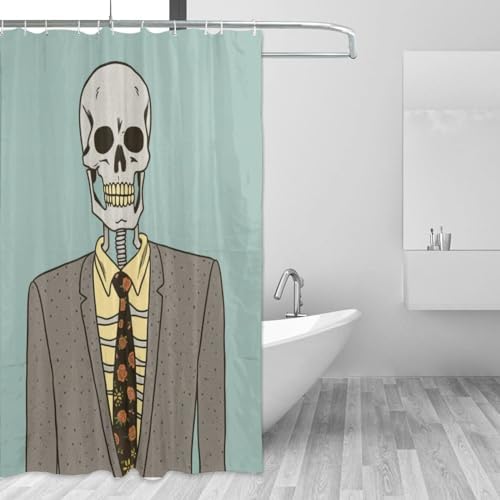 TIYAANDSY Boho Skull Shower Curtain Set 72x72in
