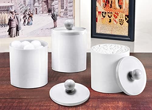 SheeChung White Acrylic Q-Tip Holder Canister Jars 4 Pack of 15 oz