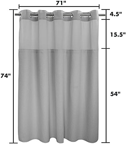 River Dream Gray Fabric Shower Curtain Set with Snap Liner 1