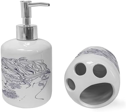 Ambesonne Bathroom Soap Toothbrush Holder Set Purple White