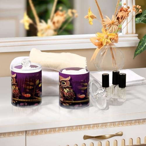 YETTASBIN Owl Clear Storage Jars 2 Pack 14 Oz with Lid