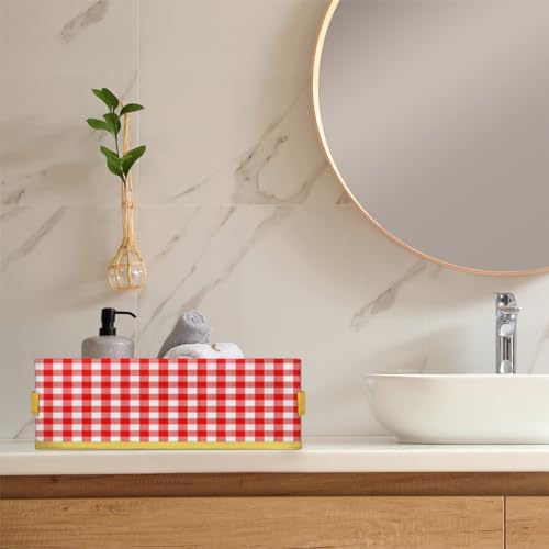 Red Plaid Toilet Paper Baskets Set of 2