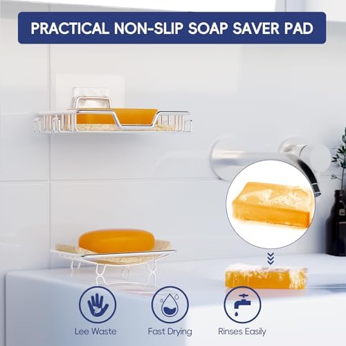 Stainless Steel Soap Dish 2 Pack with 4 Hooks