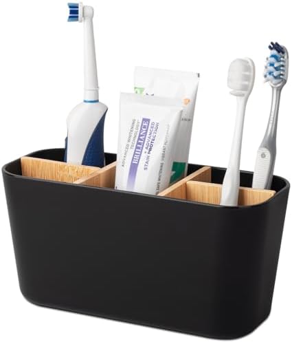 Heagoale Bamboo Toothbrush Holder with 5 Slots