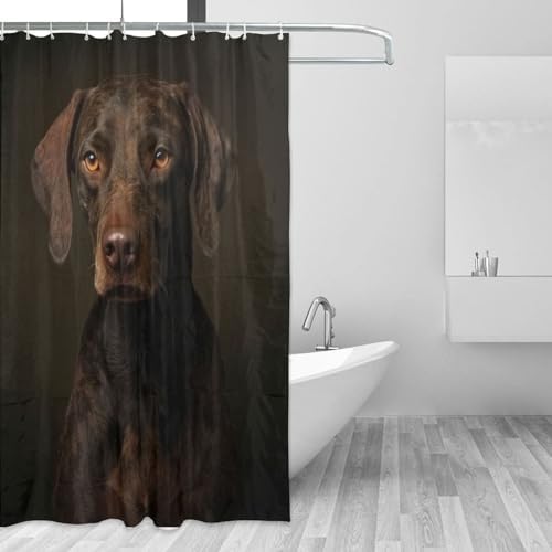 Black Dog Shower Curtain Set with 12 Hooks 72x72in
