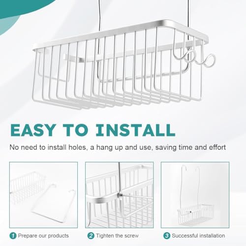 Kakalote Silver Shower Caddy with Hooks