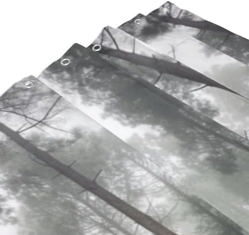 TIYAANDSY Green Forest Tree Shower Curtain Set 72x72in